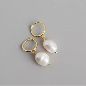 Small Hoops earrings with real pearls, stainless steel high quality